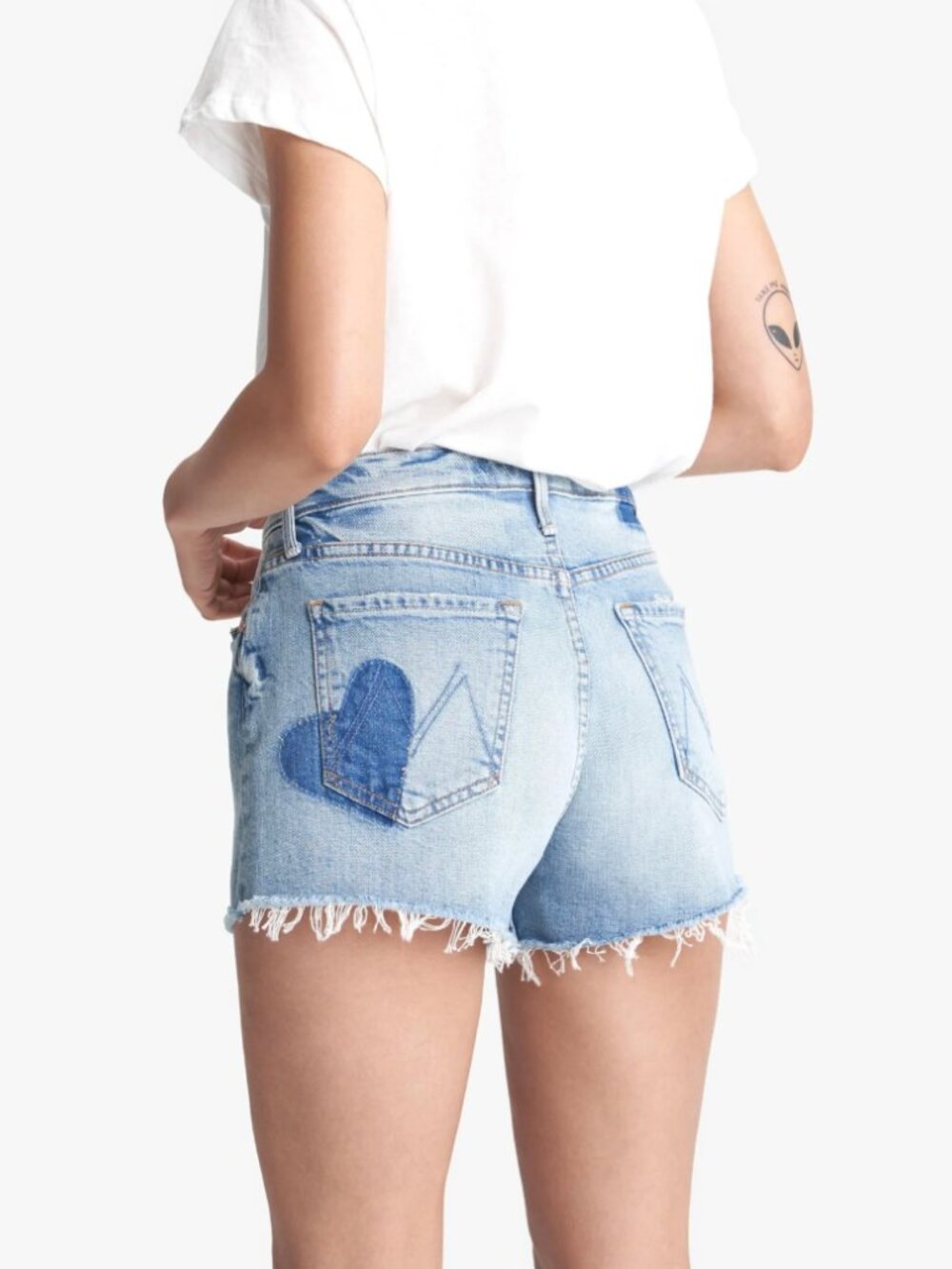 MOTHER Tomcat Kick Fray short color: I Confess With Heart/Medium Blue denim - Picture 6 of 7
